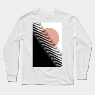 Rising Sun Minimal Japanese Abstract White Black Rose Long Sleeve T-Shirt